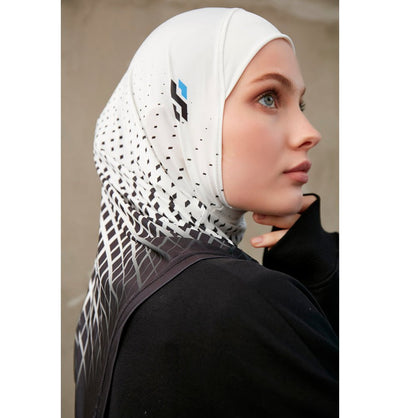 Modefa Instant Hijabs White Black Modefa One Piece Instant Sports Hijab - Ombré Diamond - White Black