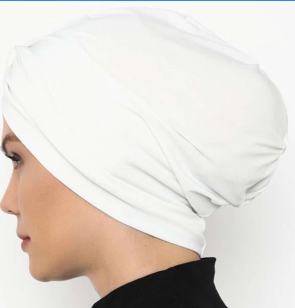 Modefa Instant Hijabs White Front Twist Turban Hijab - White
