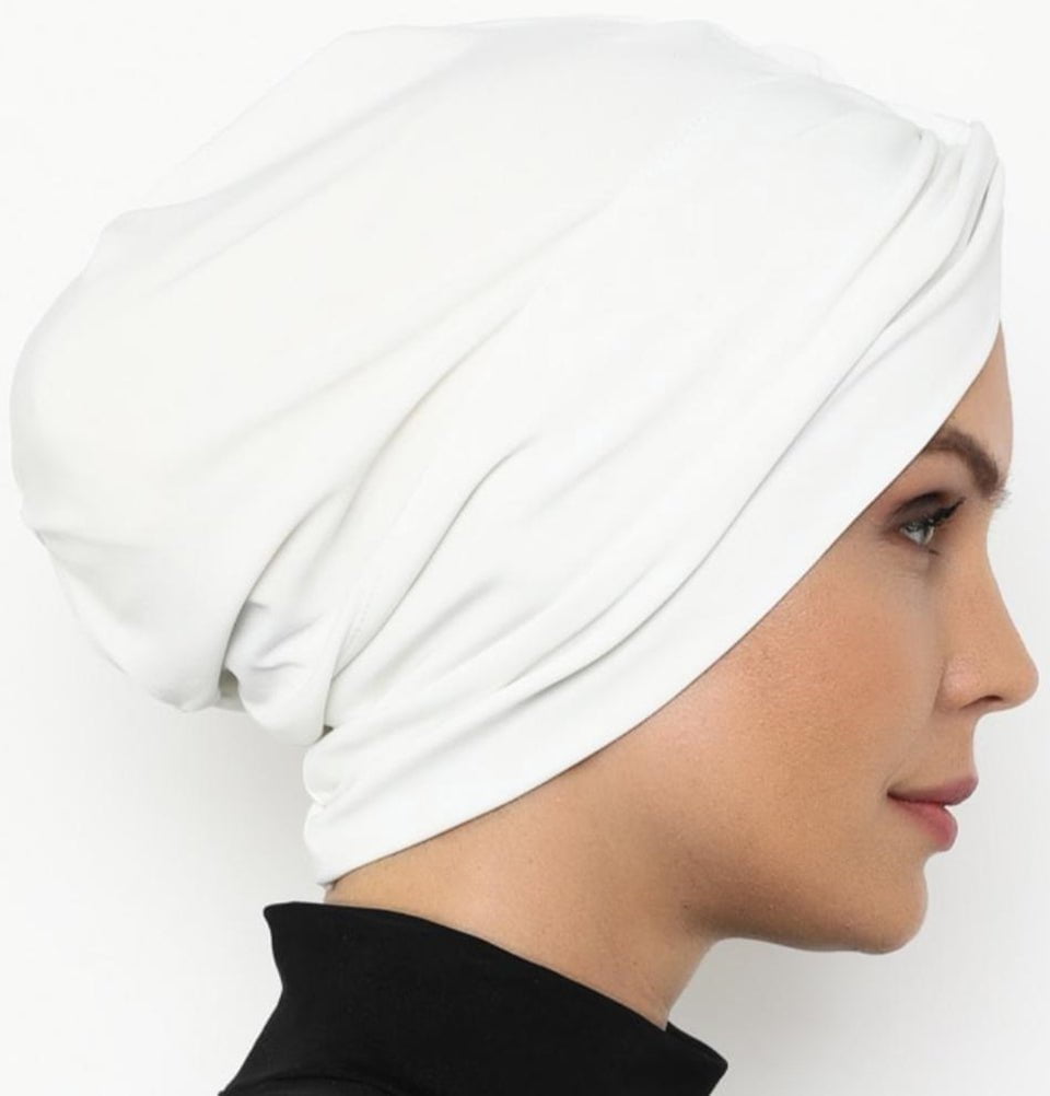 Modefa Instant Hijabs White Front Twist Turban Hijab - White