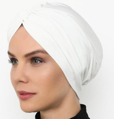 Modefa Instant Hijabs White Front Twist Turban Hijab - White