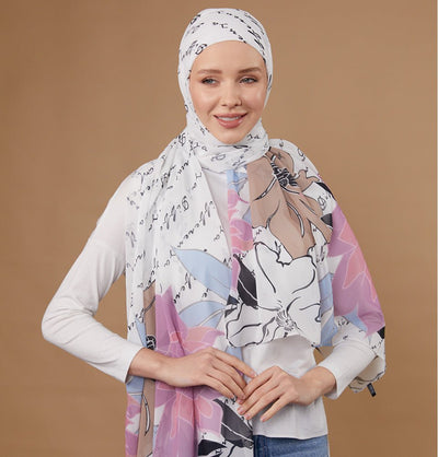 Modefa Instant Hijabs White Loctus Blossom Instant Wrap Hijab - White