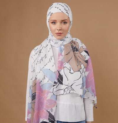 Modefa Instant Hijabs White Loctus Blossom Instant Wrap Hijab - White
