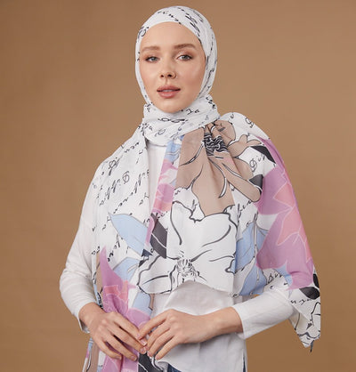 Modefa Instant Hijabs White Loctus Blossom Instant Wrap Hijab - White