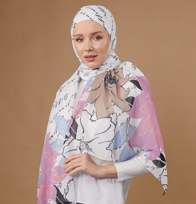 Modefa Instant Hijabs White Loctus Blossom Instant Wrap Hijab - White