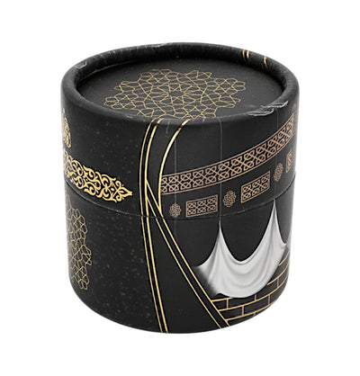 Modefa Islamic Decor Black Cylinder Gift Box Set with Prayer Mat & Prayer Bead - Kaba Black