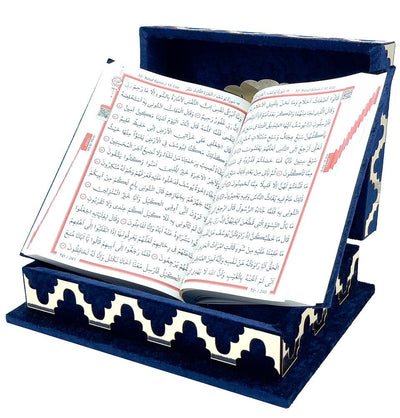 Modefa Islamic Decor Blue Holy Quran Keepsake Lalegul Gift Set - Blue