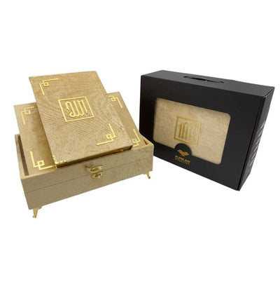 Modefa Islamic Decor Gold Holy Quran Keepsake Beyza Gift Set - Gold