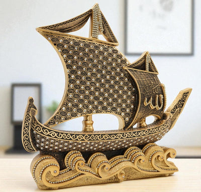 Modefa Islamic Decor Gold Islamic Table Decor 99 Names of Allah Sailboat - Gold