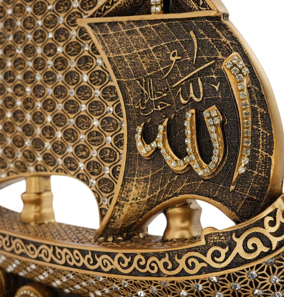 Modefa Islamic Decor Gold Islamic Table Decor 99 Names of Allah Sailboat - Gold