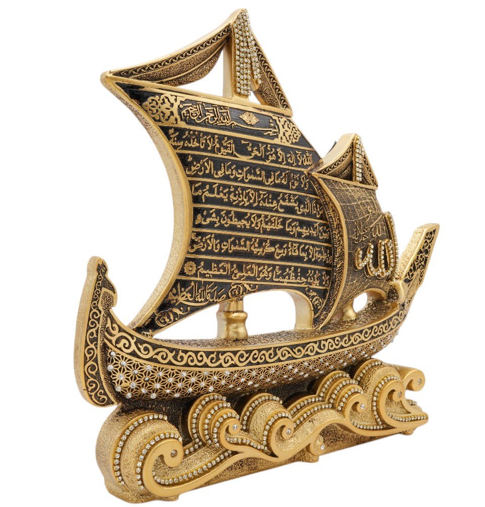 Modefa Islamic Decor Gold Islamic Table Decor 99 Names of Allah Sailboat - Gold