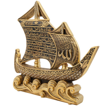 Modefa Islamic Decor Gold Islamic Table Decor 99 Names of Allah Sailboat - Gold