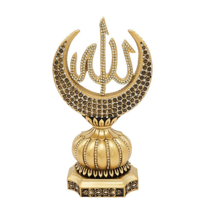 Modefa Islamic Decor Gold Islamic Table Decor Allah & Muhammad & 99 Names Crescent Set - Gold