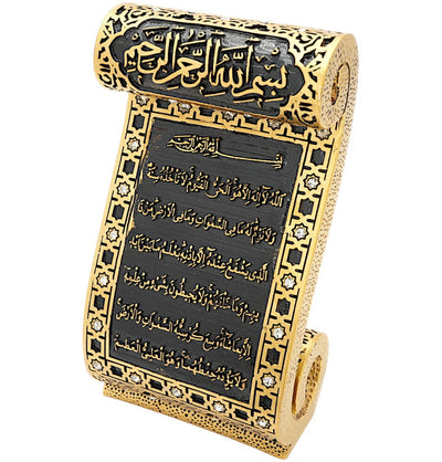 Modefa Islamic Decor Gold Islamic Table Decor Selcuk Scroll with Ayatul Kursi - Gold