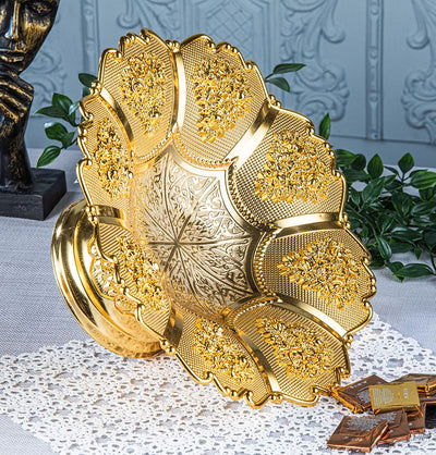 Modefa Islamic Decor Gold Turkish Rose Sweets Bowl and Decor Piece 248-K-18 Gold