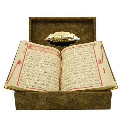 Modefa Islamic Decor Green Holy Quran in Keepsake Velvet Gift Case - Green