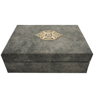 Modefa Islamic Decor Grey Holy Quran in Keepsake Velvet Gift Case - Grey
