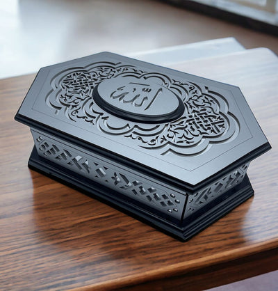 Modefa Islamic Decor Grey Holy Quran in Keepsake Wooden Gift Case - Grey