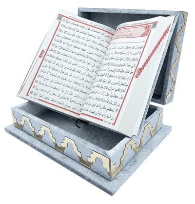 Modefa Islamic Decor Grey Holy Quran Keepsake Lalegul Gift Set - Grey