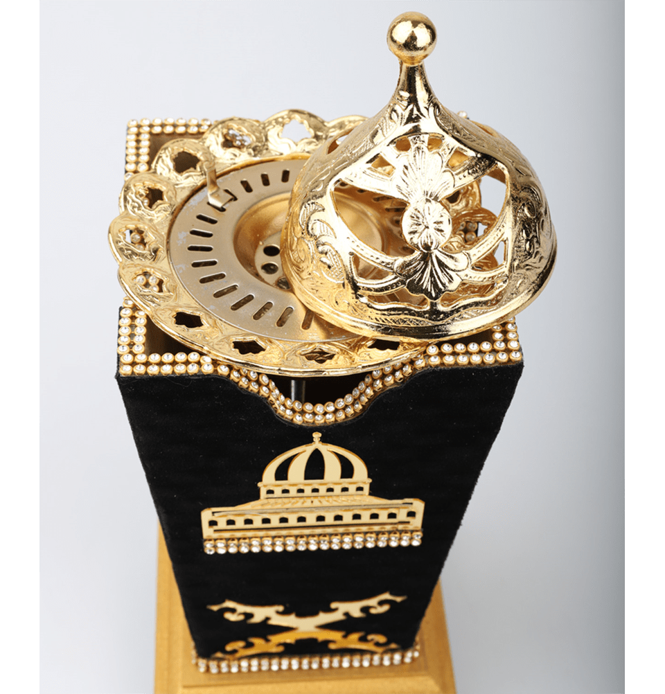 Modefa Islamic Decor Incense Bukhoor Burner with Rhinestones & Aqsa