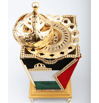 Modefa Islamic Decor Incense Bukhoor Burner with Rhinestones & Palestine Flag