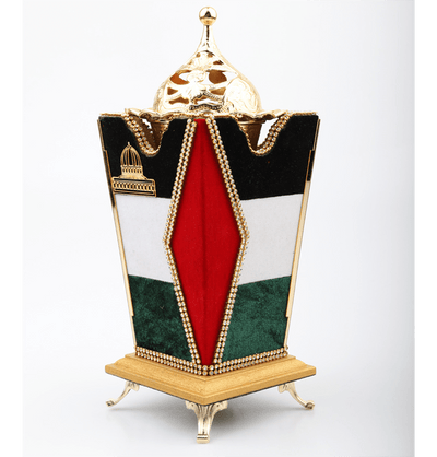 Modefa Islamic Decor Incense Bukhoor Burner with Rhinestones & Palestine Flag