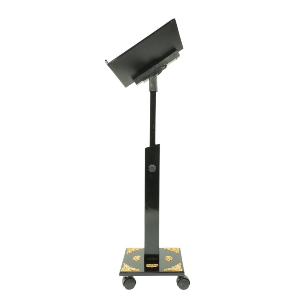 Modefa Islamic Decor Islamic Adjustable Quran Stand Rahle with Wheels - Elegant Black with Gold