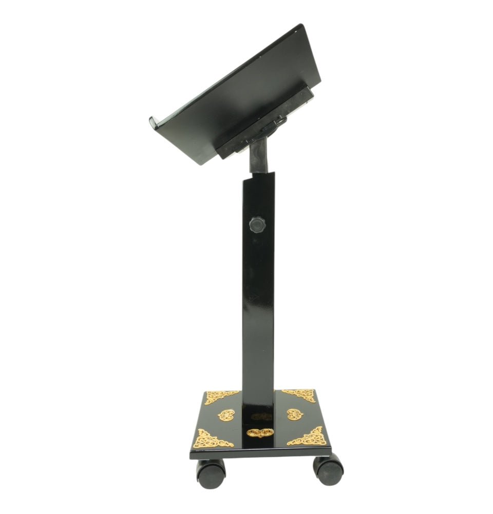 Modefa Islamic Decor Islamic Adjustable Quran Stand Rahle with Wheels - Elegant Black with Gold