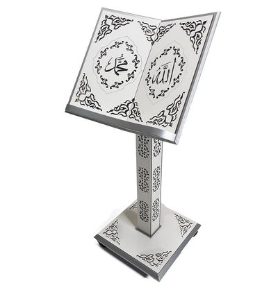 Modefa Islamic Decor Islamic Adjustable Quran Stand Rahle with Wheels - X-Large Modern White