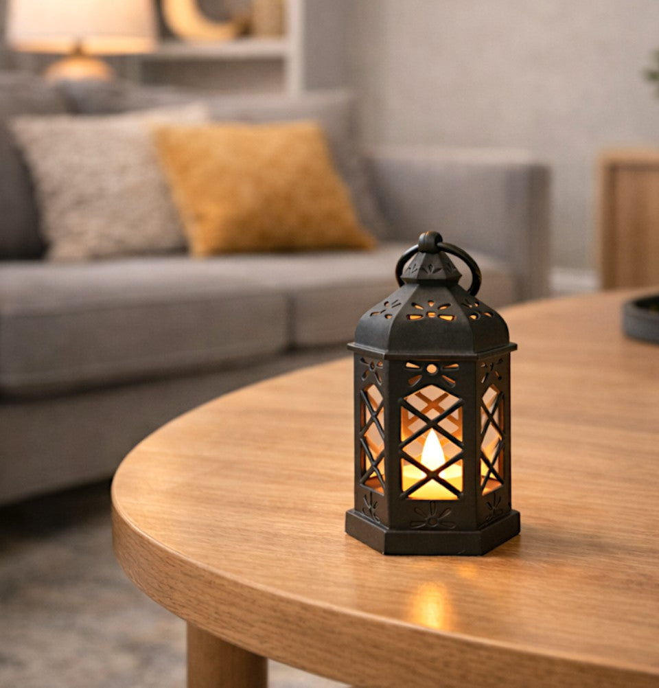 Islamic Holiday Decor | Mini Black Moroccan Lantern