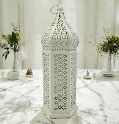 Modefa Islamic Decor Islamic Holiday Decor | Moroccan Wind Lantern 13in - White