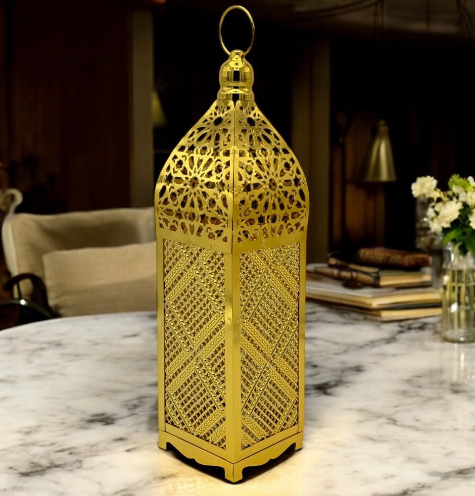 Modefa Islamic Decor Islamic Holiday Decor | Ramadan Fanoos Lantern 13in - Gold