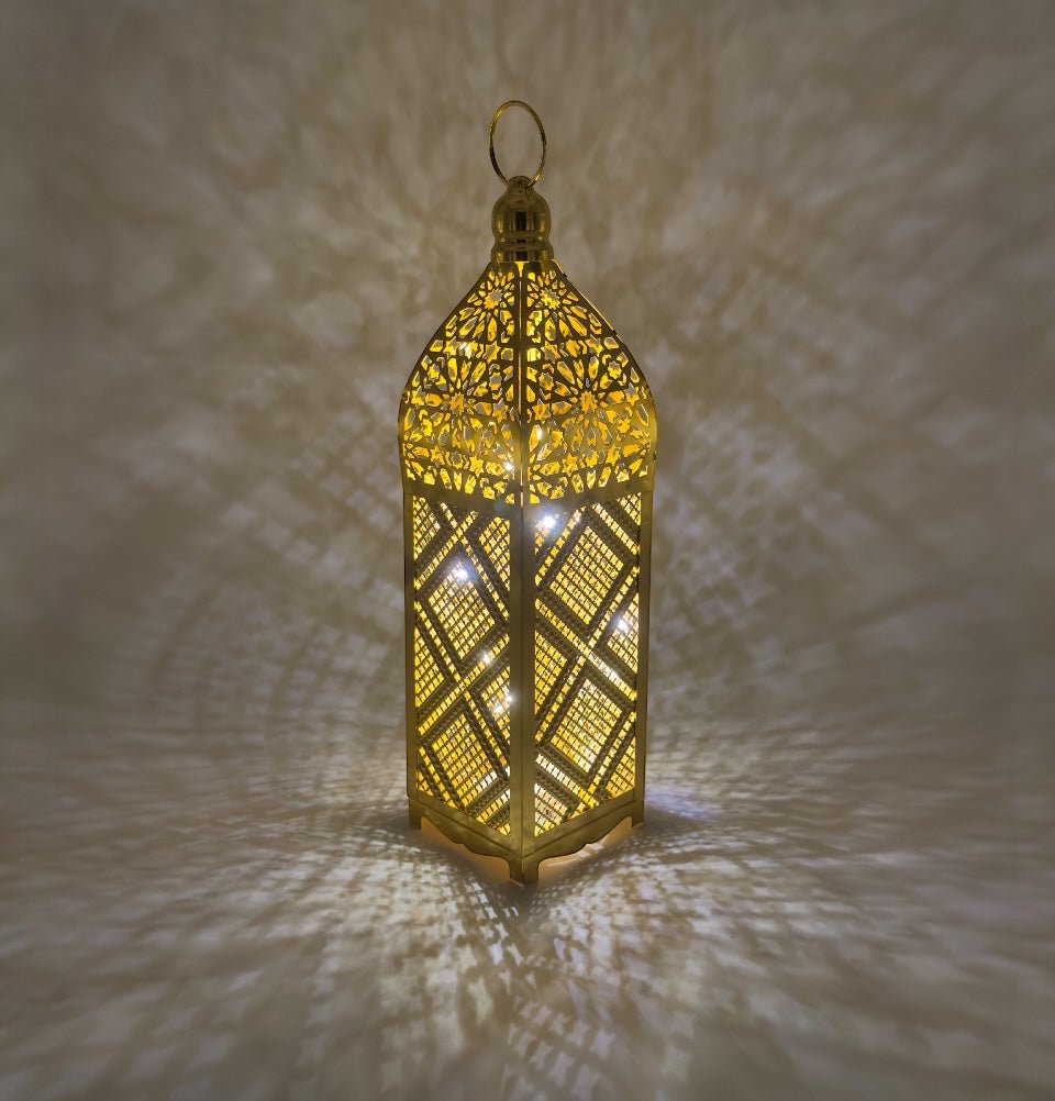Islamic Holiday Decor | Ramadan Fanoos Lantern 13in - Gold