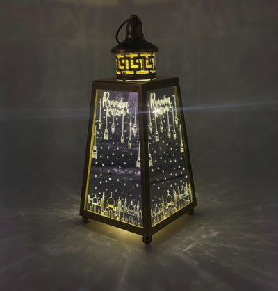Modefa Islamic Decor Islamic Holiday Decor | Ramadan Mirrored Lantern 12.5in - Gold