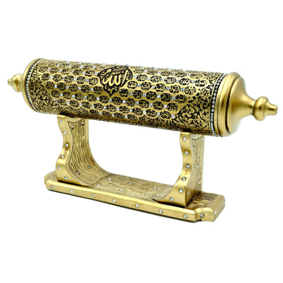 Modefa Islamic Decor Islamic Table Decor 99 Names of Allah Scroll & Stand Gold