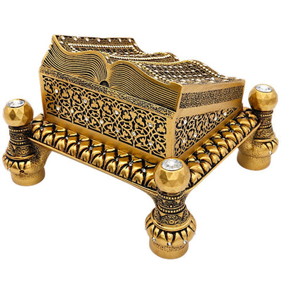 Modefa Islamic Decor Islamic Table Decor Quran Open Book 99 Names of Allah - Gold