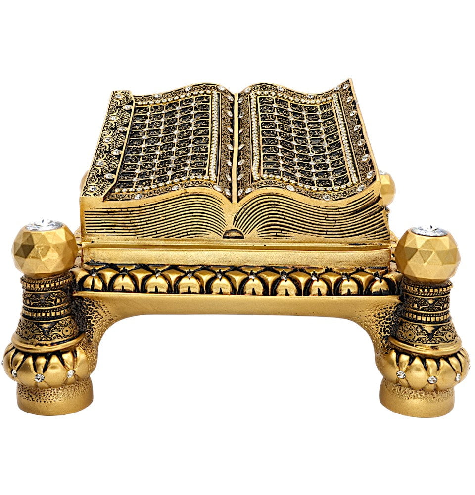 Modefa Islamic Decor Islamic Table Decor Quran Open Book 99 Names of Allah - Gold