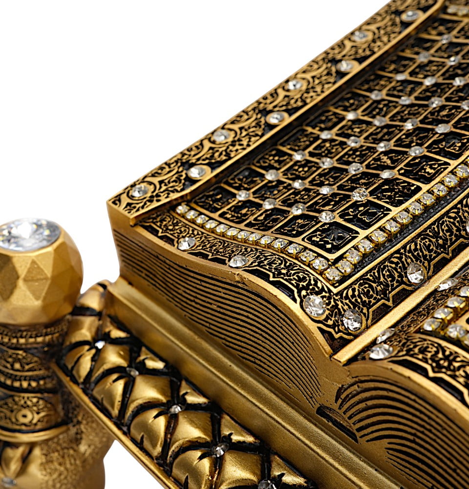 Modefa Islamic Decor Islamic Table Decor Quran Open Book 99 Names of Allah - Gold