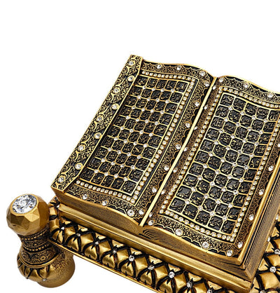 Modefa Islamic Decor Islamic Table Decor Quran Open Book 99 Names of Allah - Gold
