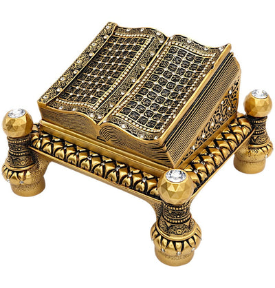 Modefa Islamic Decor Islamic Table Decor Quran Open Book 99 Names of Allah - Gold