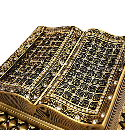 Modefa Islamic Decor Islamic Table Decor Quran Open Book 99 Names of Allah - Gold
