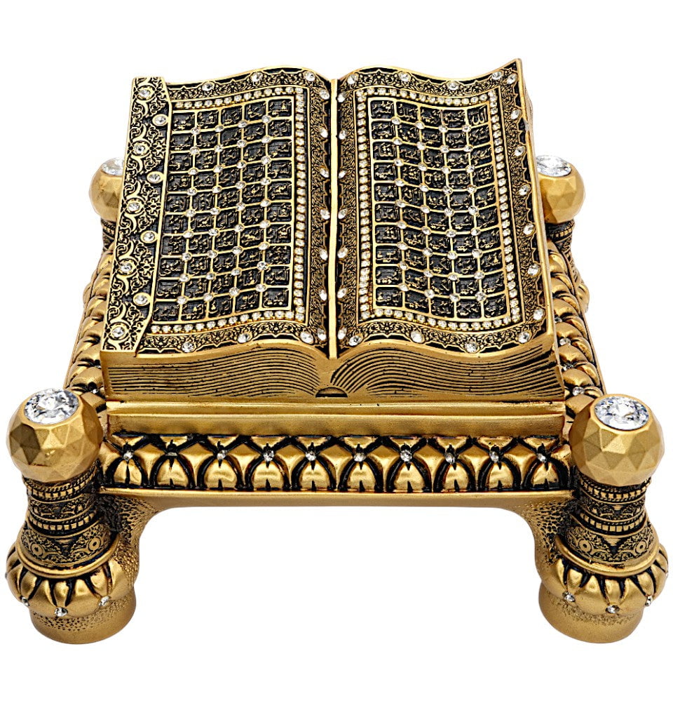 Modefa Islamic Decor Islamic Table Decor Quran Open Book 99 Names of Allah - Gold