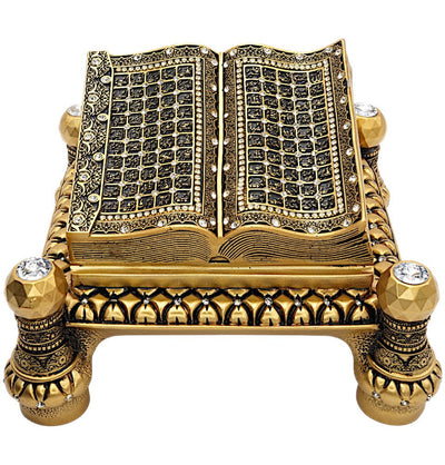 Modefa Islamic Decor Islamic Table Decor Quran Open Book 99 Names of Allah - Gold