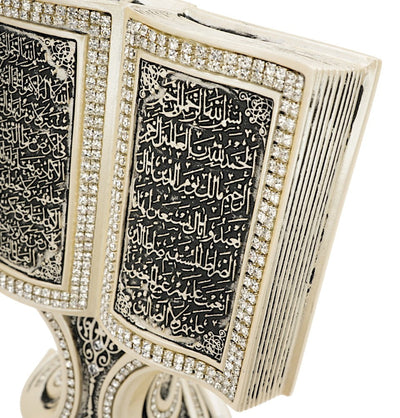 Modefa Islamic Decor Islamic Table Decor | Quran Open Book with Al-Fatiha & Ayatul Kursi | Mother of Pearl 181-3F