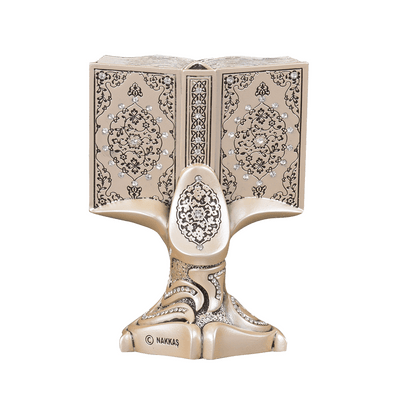 Modefa Islamic Decor Islamic Table Decor | Quran Open Book with Al-Fatiha & Surah Al-Baqarah | Mother of Pearl 180-3F