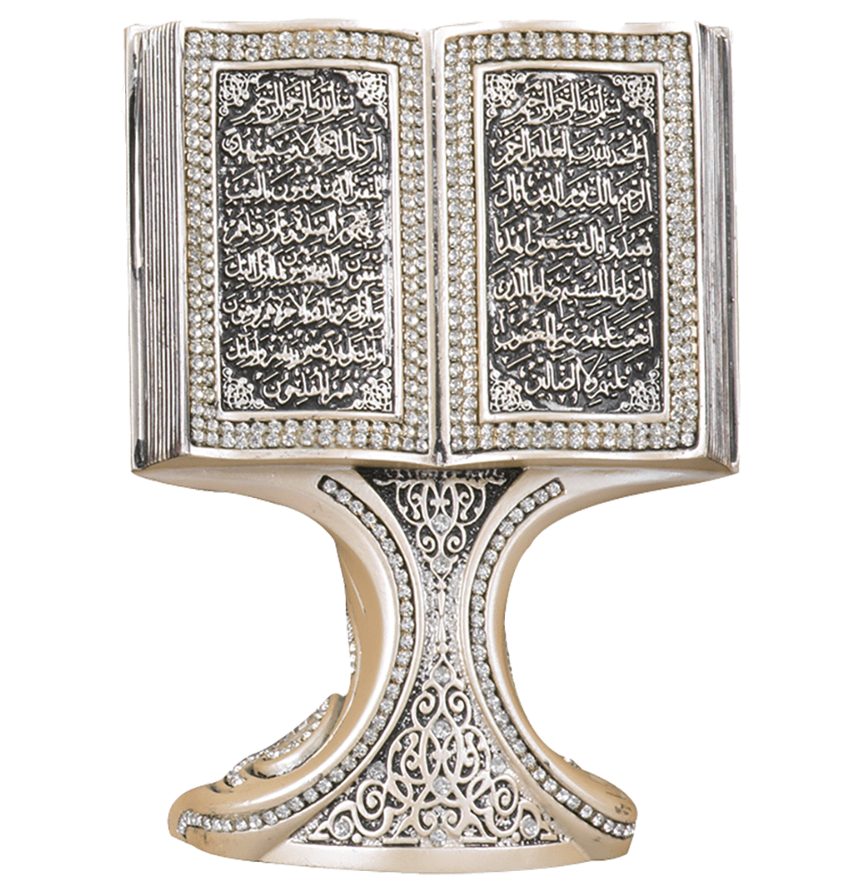 Modefa Islamic Decor Islamic Table Decor | Quran Open Book with Al-Fatiha & Surah Al-Baqarah | Mother of Pearl 180-3F