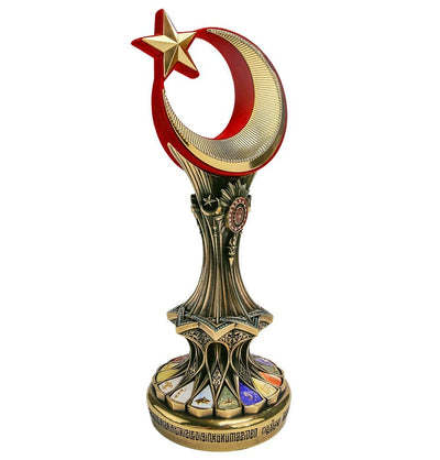 Modefa Islamic Decor Islamic Table Decor | Turkish Republic 100th Anniversary Keepsake Table Decor Star & Moon | Gold