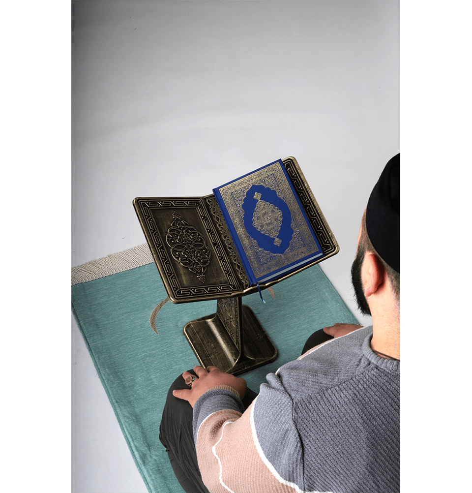 Modefa Islamic Decor Islamic Turkish Open Book Quran Stand Rahle - Silver