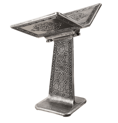 Modefa Islamic Decor Islamic Turkish Open Book Quran Stand Rahle - Silver