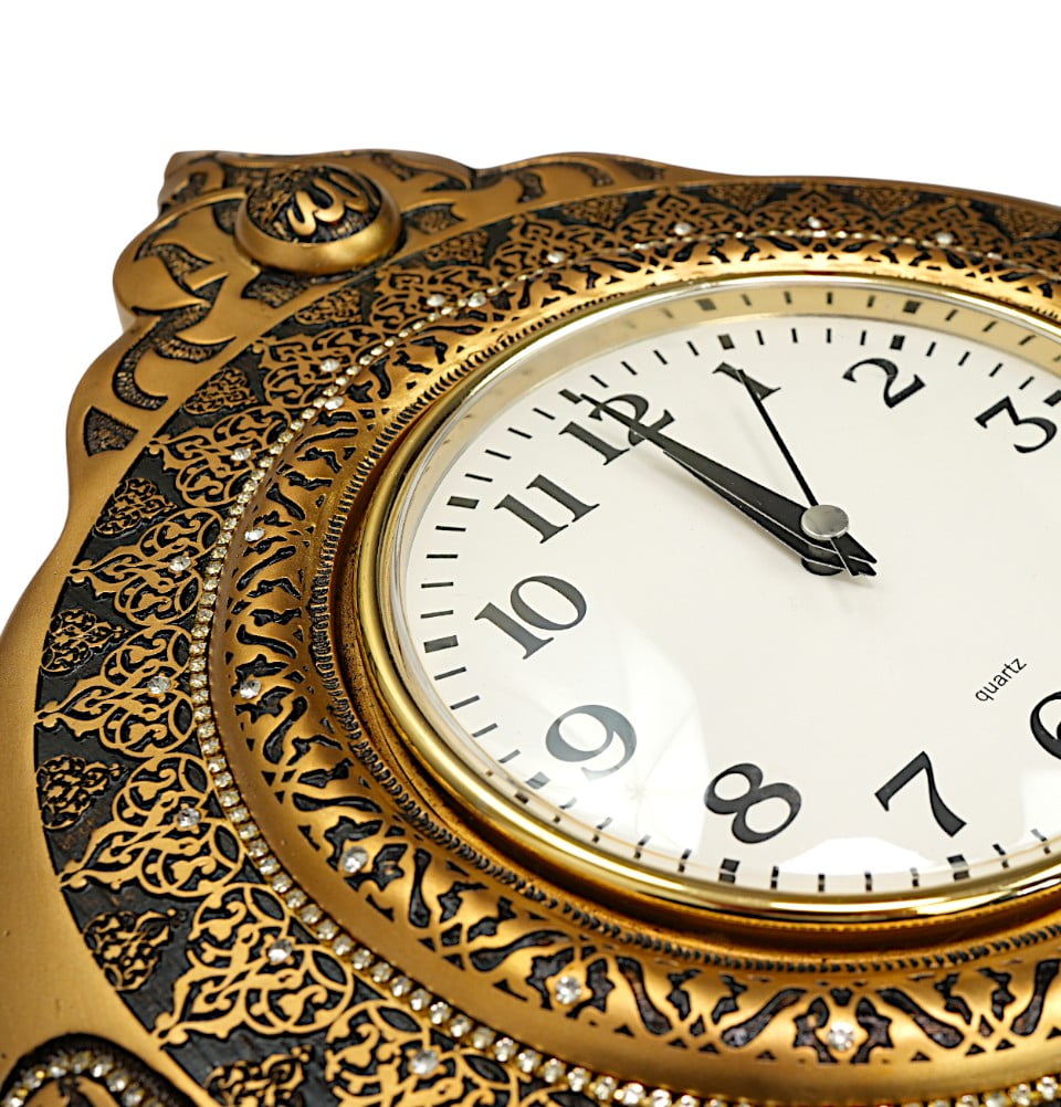 Modefa Islamic Decor Islamic Wall Decor Elif Nur Clock Ayatul Kursi - Gold