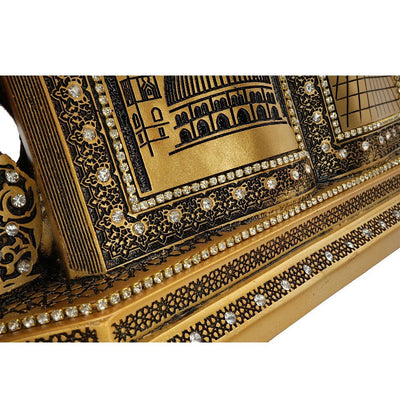 Modefa Islamic Decor Kaba Nabawi - Gold Islamic Table Decor Clock and Mushaf - Kaba Nabawi S6025 - Gold